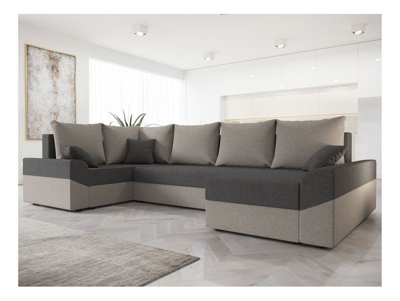 Rohová sedací souprava Dusk Long (béžová + šedá) (L)