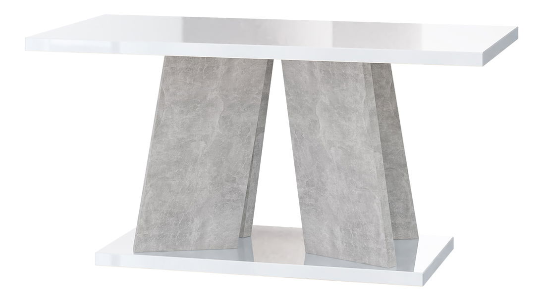Konferenční stolek Mulnu (lesk bílý + kámen)