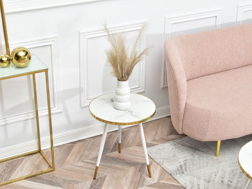 Konferenční stolek Zoya S (bílý mramor + zlatá)