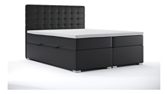 Kontinentální postel 140 cm Clady (černá ekokůže) (s úložným prostorem)