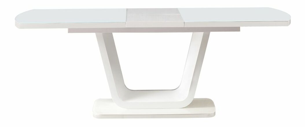Rozkládací jídelní stůl 160 OLAF (bílý lesk) (pro 6-8 osob)