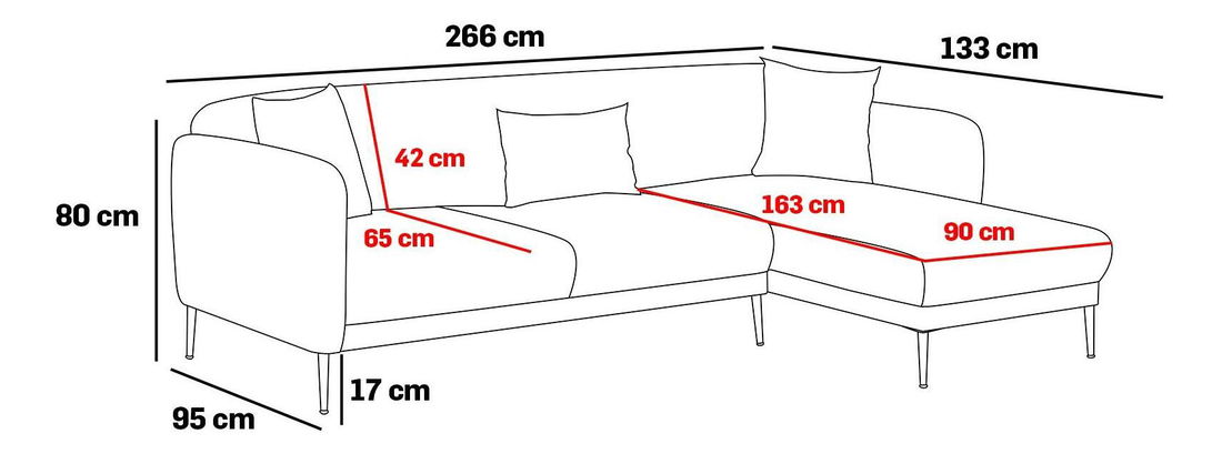 Rohová sedačka Victory (L) (šedá + černá)