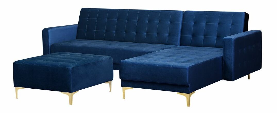Rohová sedací souprava Aberlady 4 (námořnická modrá) (s taburetem) (P)