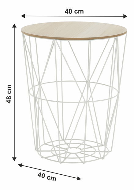 Příruční stolek Nanko typ 3 (přírodní + bílá)
