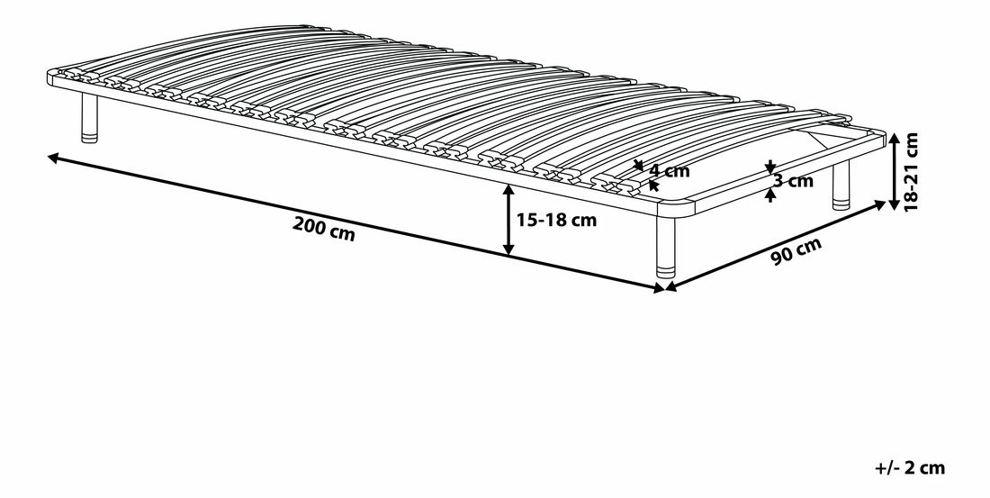 Lamelový rošt 200x90 cm Basel (černá) (volně stojící)