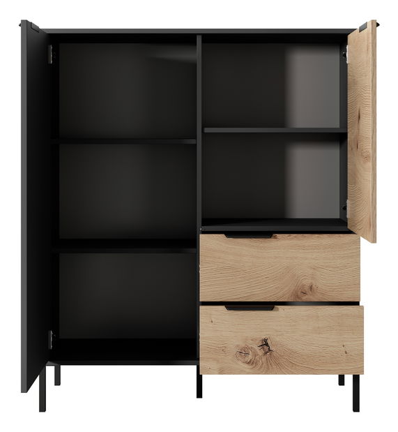 Komoda Rastafa 2D2S (dub artisan + černá)