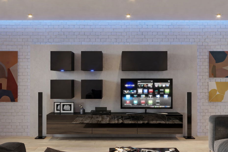 Obývací stěna Berny 61 (černá + černý lesk)