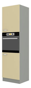 Potravinová kuchyňská skříňka na troubu Kelyn 60 DP 210 2F (lesk krémový + šedá)