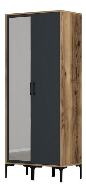 Šatní skříň Kiara RS (antracit + ořech)