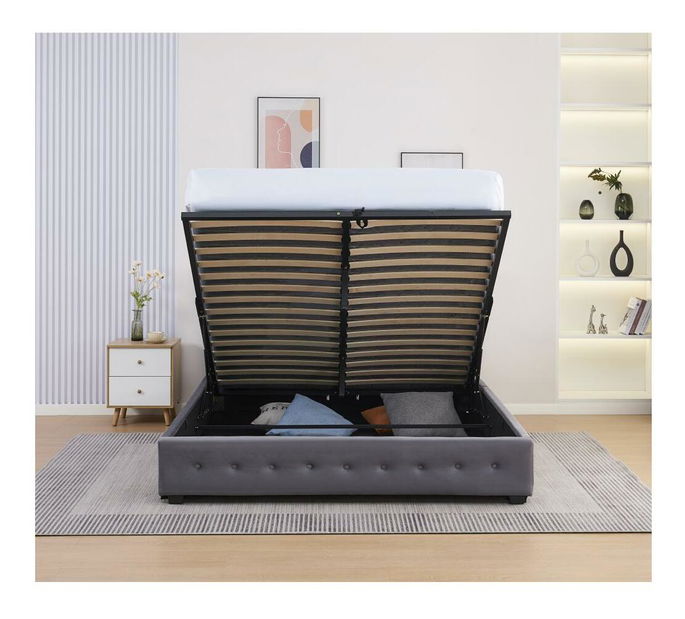 Manželská postel 180 cm Marcaje (šedá) (s roštem) (s úl. prostorem)