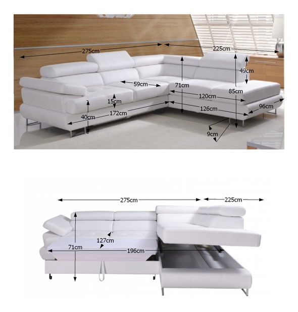 Rohová sedací souprava Bjorn R 2F-OTM bílá (P)