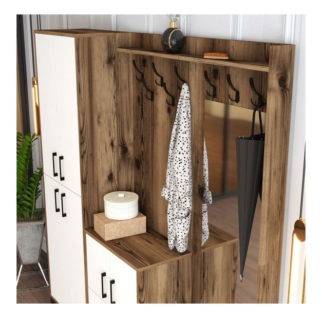 Předsíňová stěna Betina ABC (bílá + ořech)