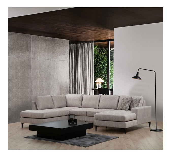 Rohová sedačka U Portobeno 2 (béžová + černá)