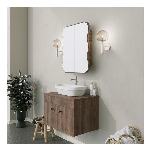 Koupelnová skříňka Kasusu (ořech) (se zrcadlem)