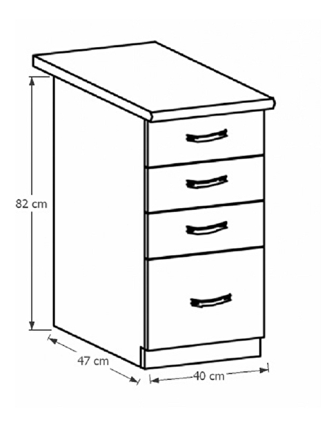 Dolní kuchyňská skříňka se čtyřmi zásuvkami D40S4 Provense (bílá + sosna andersen)