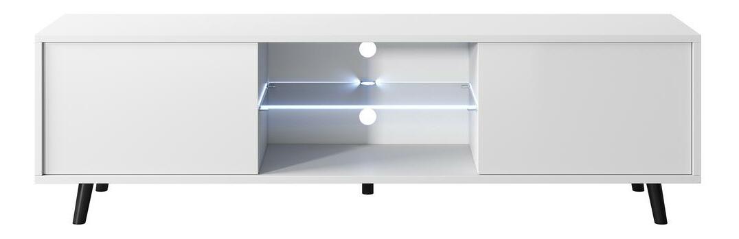 TV skříňka/stolek Leiros (s osvětlením) (bílá)
