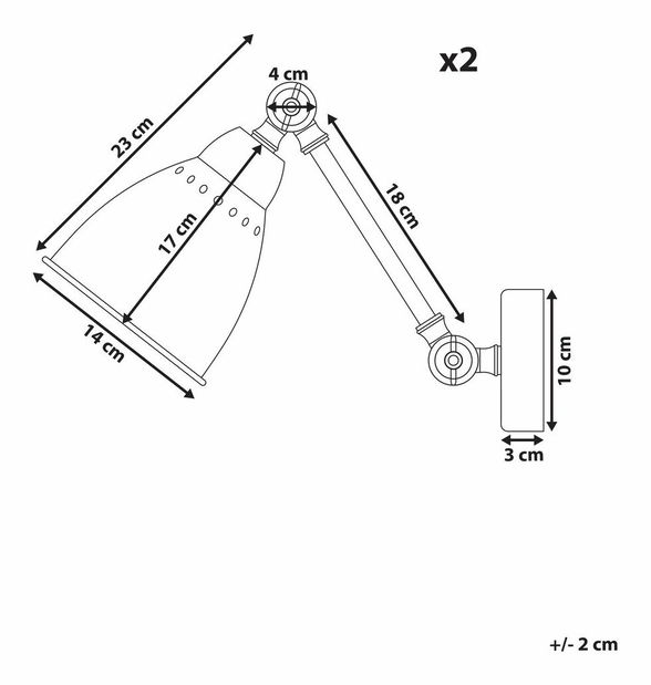 Set 2 ks. nástěnných lamp MISSOURI (kov) (černá)