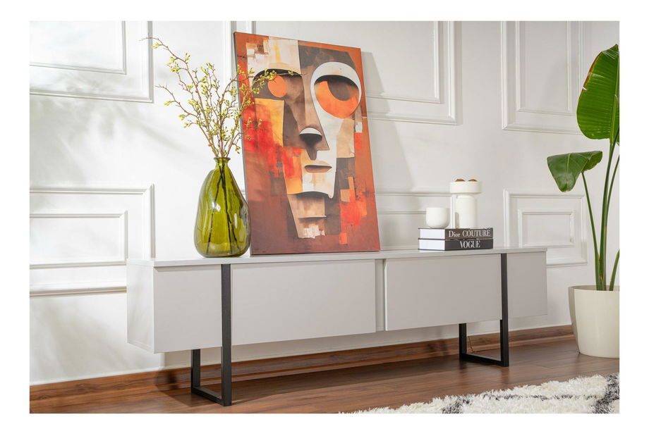 TV stolek/skříňka Seronitta (šedá + černá)