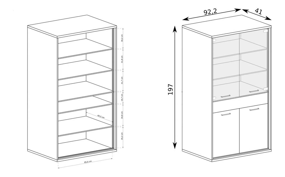 Vitrína Milley 03 (s LED osvětlením) (hikora)