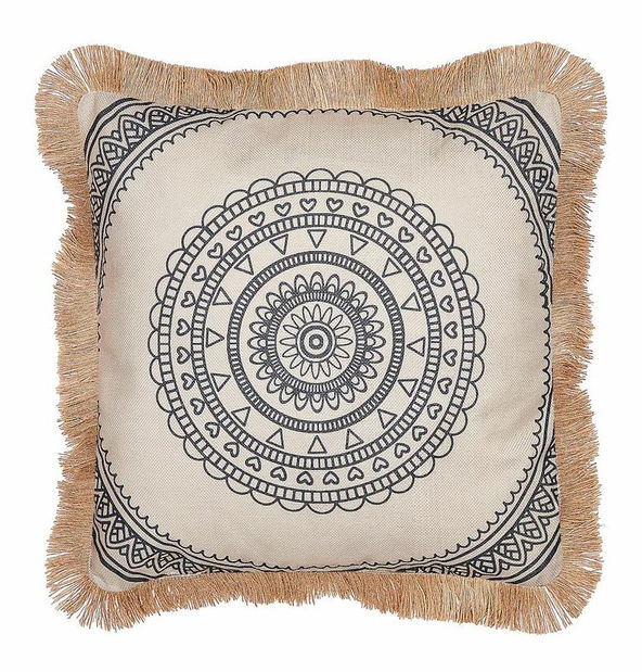 Sada 2 ozdobných polštářů 45 x 45 cm Geram (béžová + černá)