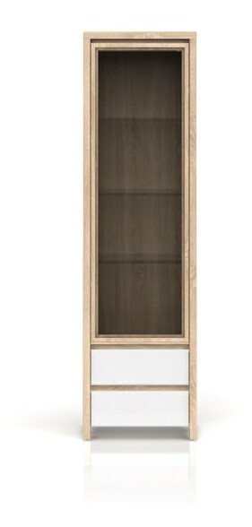 Vitrína BRW Kaspian REG1W2SL (L/P) (dub sonoma + lesk bílý)