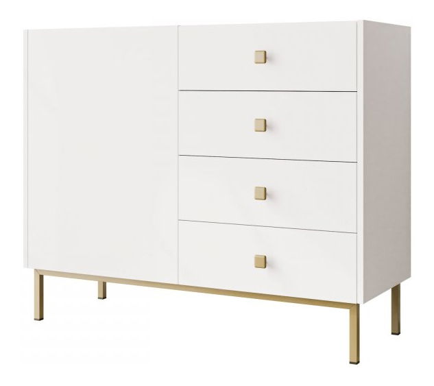 Komoda Probazzo 1D4SZ (bílá + zlatá) *výprodej