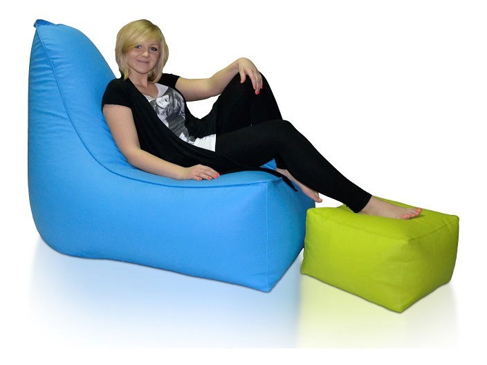 Sedací pytel s taburetem Glory XXXL (modrá)