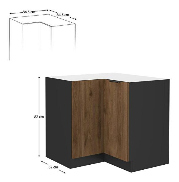 Dolní rohová kuchyňská skříňka Monsesa 90x90 DN 2F BB (ořech okapi + černá)