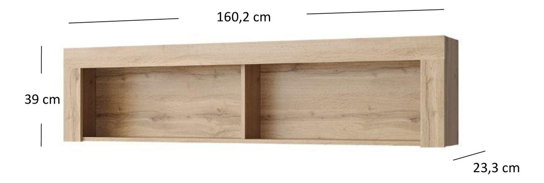 Závěsný regál Mirella 160 (dub wotan)