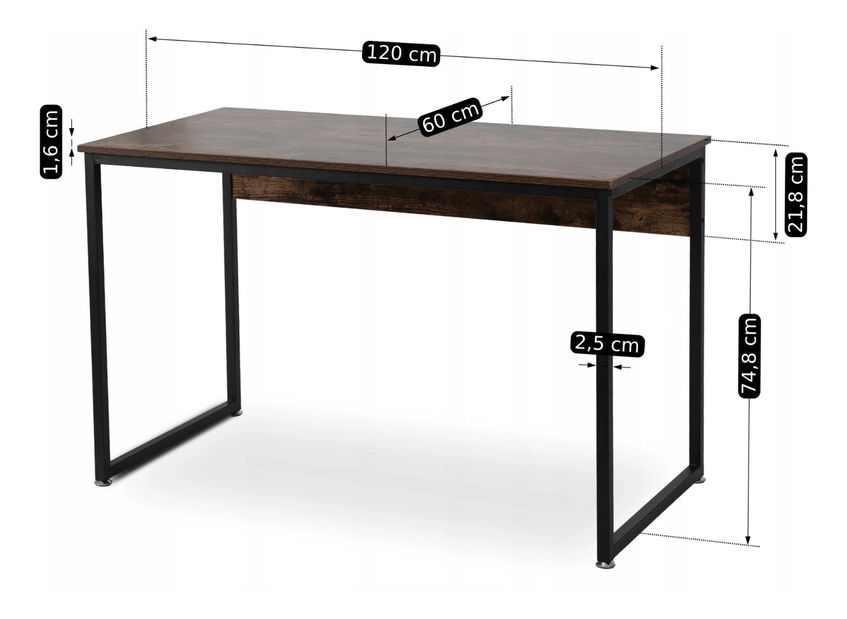 Psací stolek Regular (dub rustikal + černá)