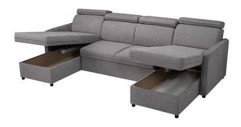 Rohová sedačka U Nevoros U (šedá) (s úl. prostorem)