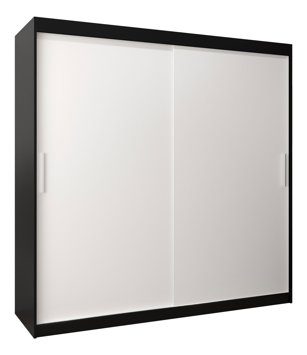 Šatní skříň 200 cm Toki (Černá matná + Bílá matná)