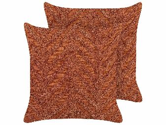 Sada 2 ozdobných polštářů 45 x 45 cm Lewie (oranžová)