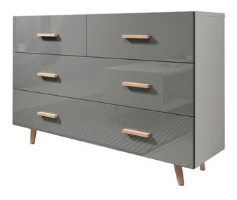 Komoda Santos 4 (šedý lesk + bílá matná)