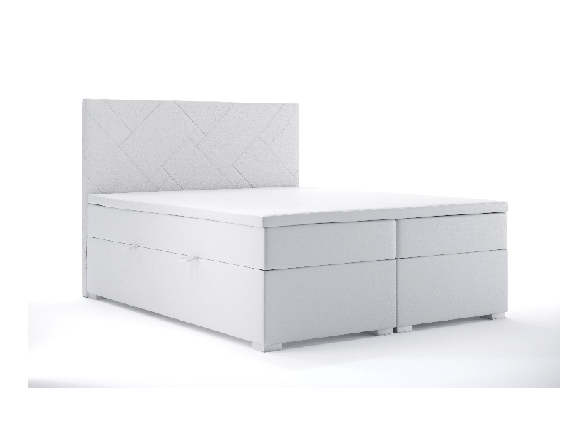 Boxspring postel 180 cm Melo (bílá ekokůže) (s úložným prostorem)