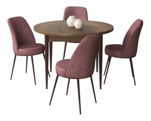 Jídelní set Torra (ořech barokní + cihlová) (pro 4 osoby)