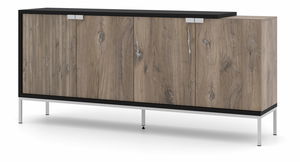 Skříňka 190 4D Toleo (dub flasgstaff + černá + stříbrná)