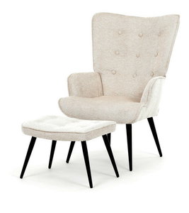 Křeslo s taburetkou Akitta (béžová)