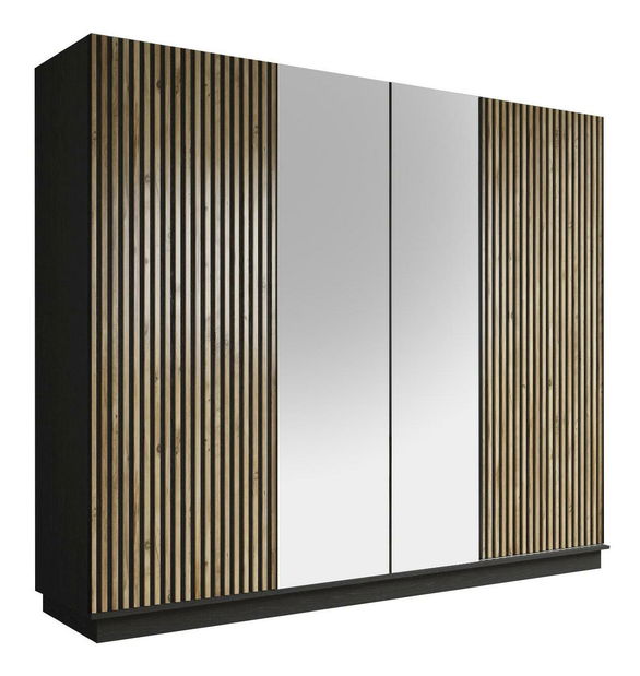 Šatní skříň Franc 80 (černé dřevo + borovice atlantická)