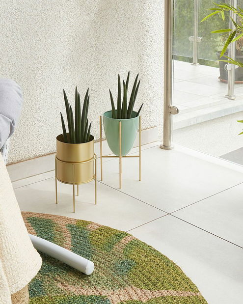 Stojanový květináč Lefi (mátová + zlatá)