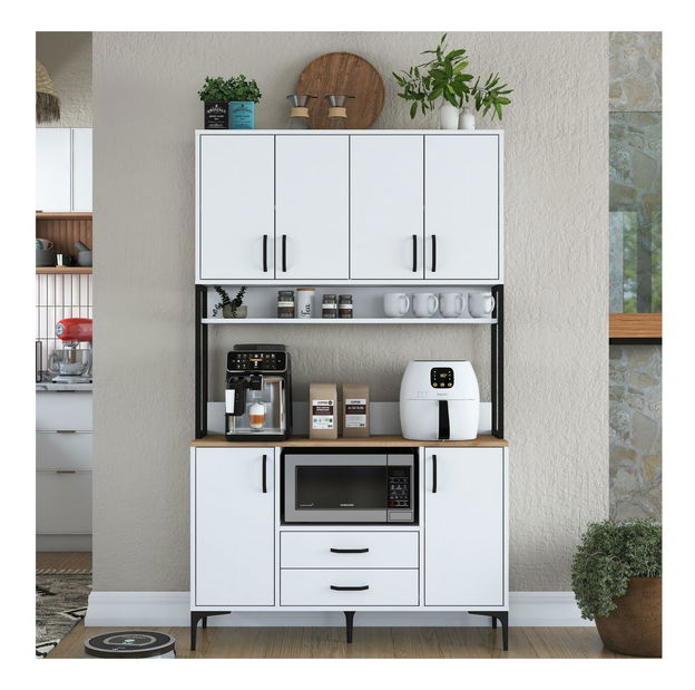 Policová skříň Jenaretta 169 (bílá + ořech)