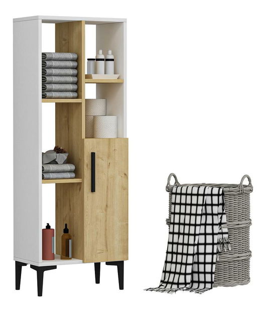 Regál Nobuti (bílá + dub safírový)