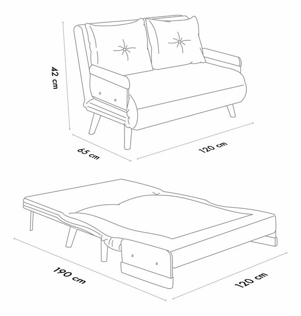 Pohovka dvousedačka Como P (krémová)
