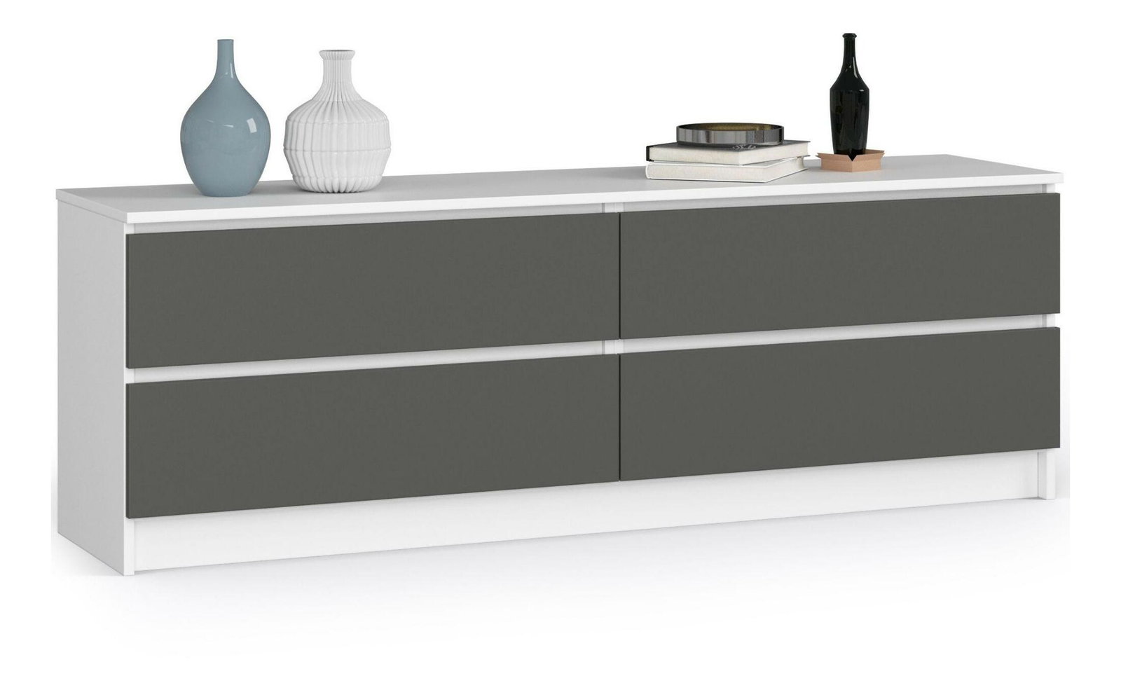 Komoda Kurtinaitis 4SZ (bílá + šedá)