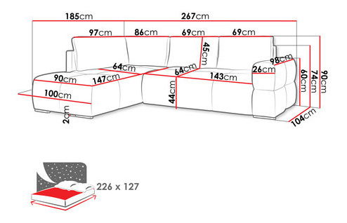 Rohová sedací souprava Bonno (artico sand)