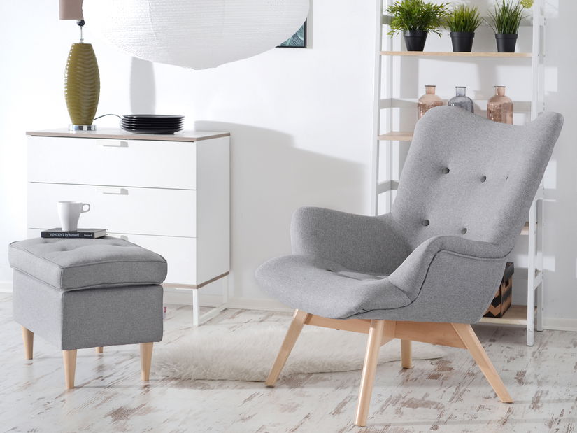 Designové křeslo Florentino (šedá + dub)