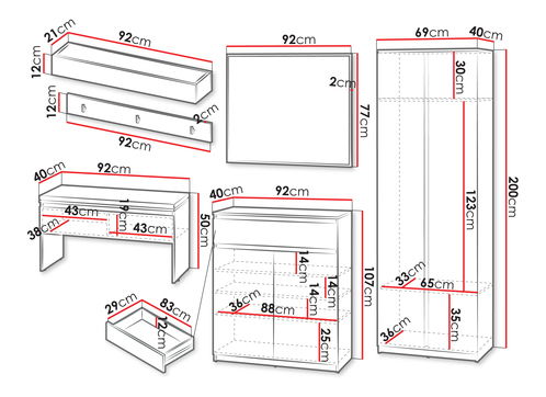 Předsíň Semplo II (šedá + černá) (se zrcadlem)