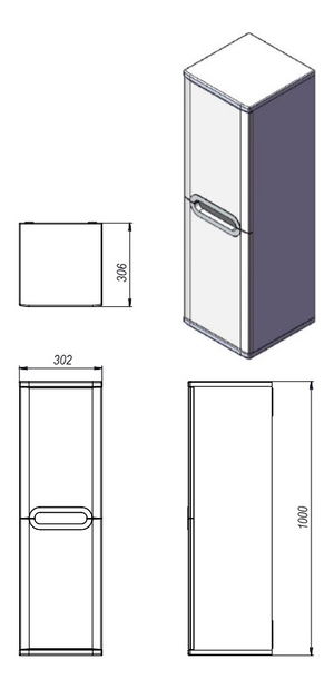 Koupelnová skříňka na stěnu Juventa Prato PrP-100 G