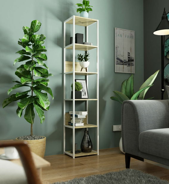 Regál Loriana (bílá + dub artisan)