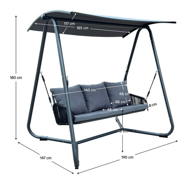 Zahradní houpačka Jadurgo (šedá + tmavě šedá)
